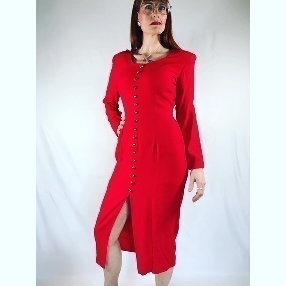 Vintage Dresses & Skirts - Vintage Nina Piccalino Red Midi Pencil Dress